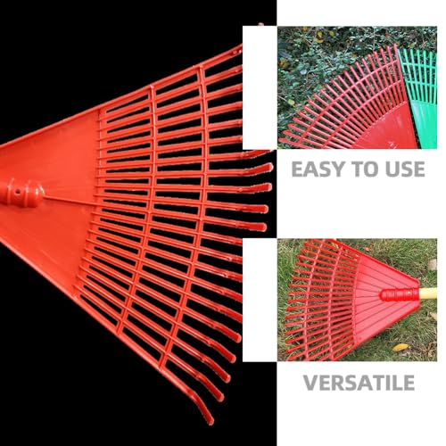 Image of BESPORTBLE Plastic Rake Head with 21 Tines Garden Leaf Scoop Rake Shrub Rake Yard Lawn Grass Clean Rake Replacement Head Red