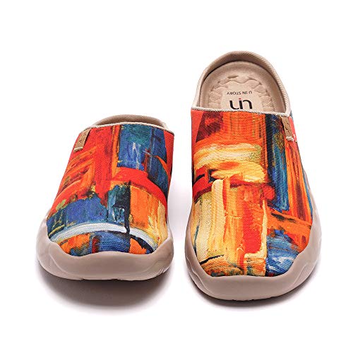 UIN Color Zone Slipper Damen Hausschuhe Painted Slip On Schuhe Lässiger Meerjungfrau Fashional Sneaker Reiseschuhe Segelschuhe Canvas Gelb(38) Cover