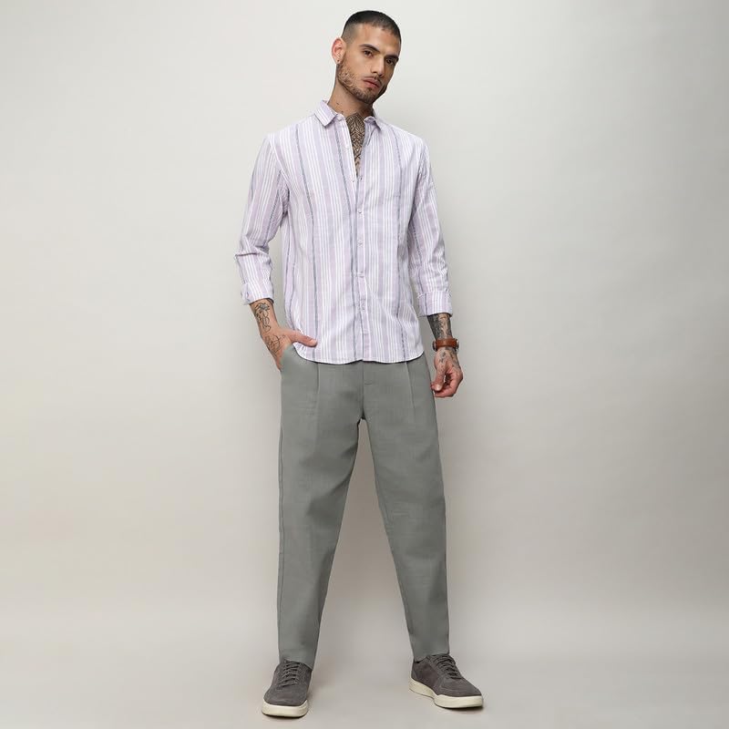 Image of CAHOOT Men's Shirt for Casual Wear |Regular Fit | Cotton Spread Collar Shirt Crafted with Regular Sleeve, Comfort Fit & High-Performance for Everyday Wear