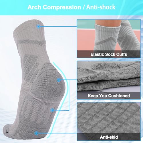 Men's Hiking Socks, Thick Cushioned, Moisture Wicking, Arch Compression Crew Work Boot Sock for Terkking,Sports3