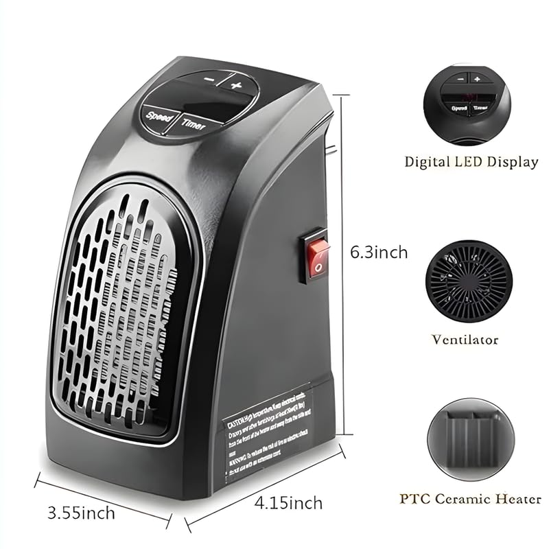Image of Drumstone (𝐋𝐢𝐦𝐢𝐭𝐞𝐝 𝐓𝐨𝐝𝐚𝐲) Energy-Efficient 400W Ceramic Wall Heater, Adjustable Thermostat Smart Timer Function, Safe Cool-Touch & Fast Room Heating Heater 𝟏𝟓 𝐘𝐞𝐚𝐫𝐬 𝐖𝐚𝐫𝐫𝐚𝐧𝐭𝐲