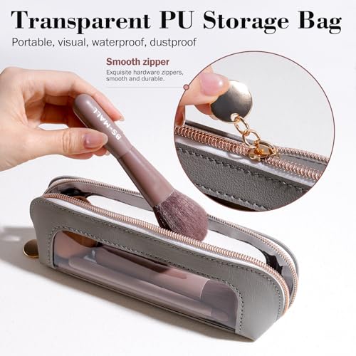 Image of BS-MALL 14 Pcs Makeup Brushes Set with 1 Pcs Makeup Sponge - Essential Foundation Powder Concealers, Eye Shadows, Blush Makeup Brushes with Travel Makeup Case (Brown)