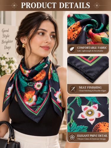 Image of Ravaiyaa - Attitude is everything Women Printed Silk Bandana 21 x 21 Inch Square Headband & Hair Wrap, Soft & Versatile | Fashion Neck Wrap