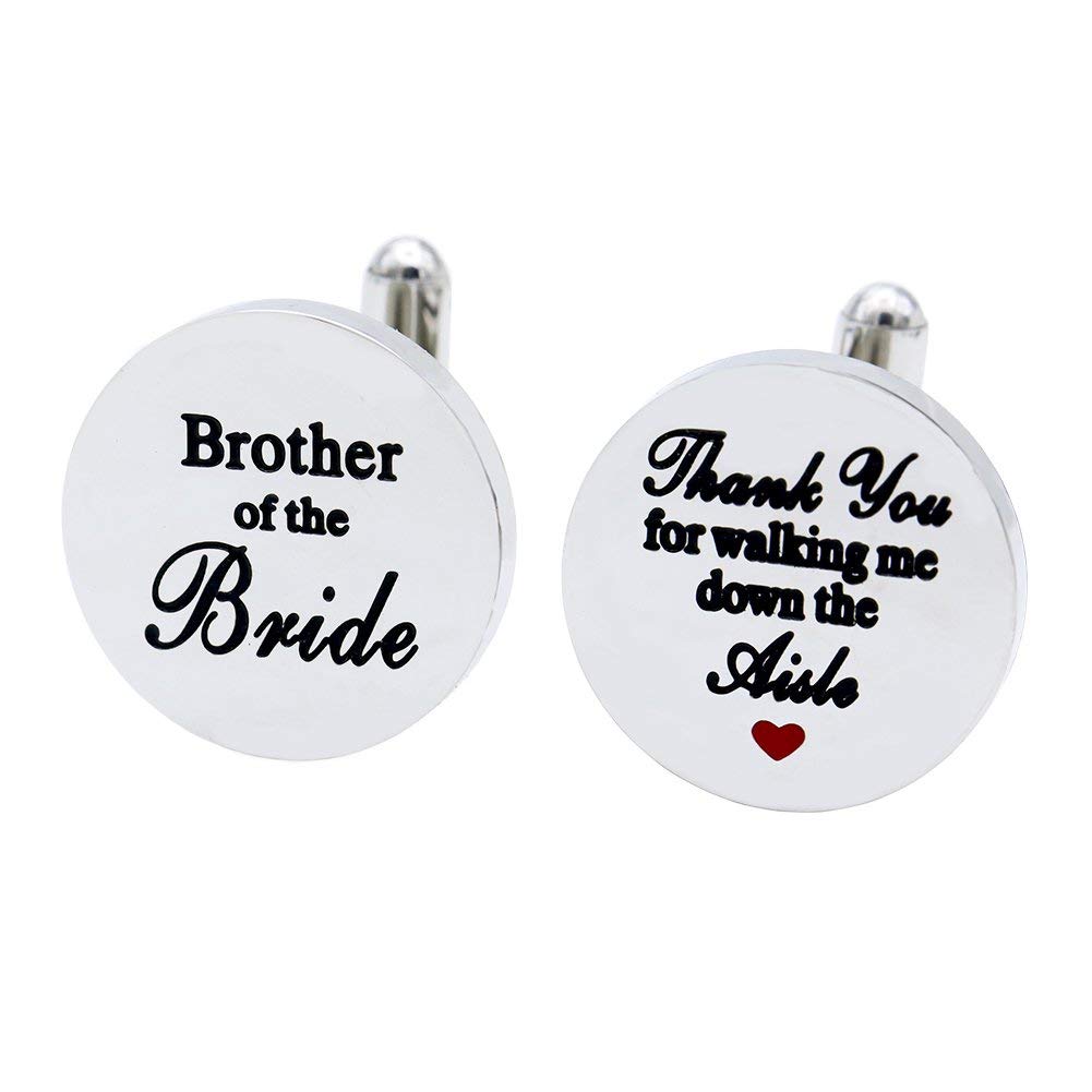 Melix Home Gemelos de acero inoxidable para hermano de la novia con texto en inglés "Thank You for Walking Me Down the Aisle", gemelos para hermanos, regalos de boda y fiestas