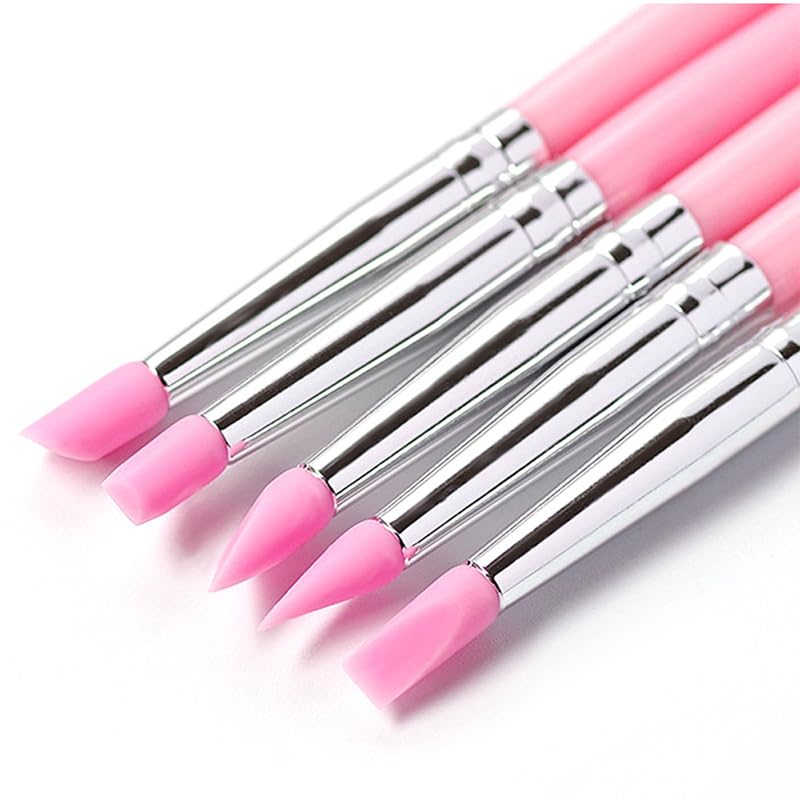 5PCS Set Silicone Nail Art Pen DIY Dotting Polish Brushes Pen Professional Manicure Tools For Women Girls Black — view 5
