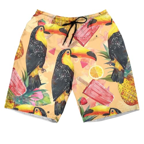 Fruit Lovers Men's Swim Trunks - Fresh Fruits Hawaiian Shorts for Men, Men's Summer Bathing Shorts Set 43