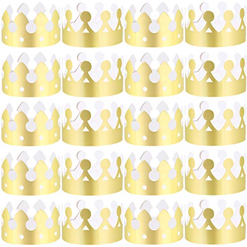 LOCOLO 40 Pieces Golden Paper Crowns, Paper Crown for Birthday Party Baby Shower Photo Props