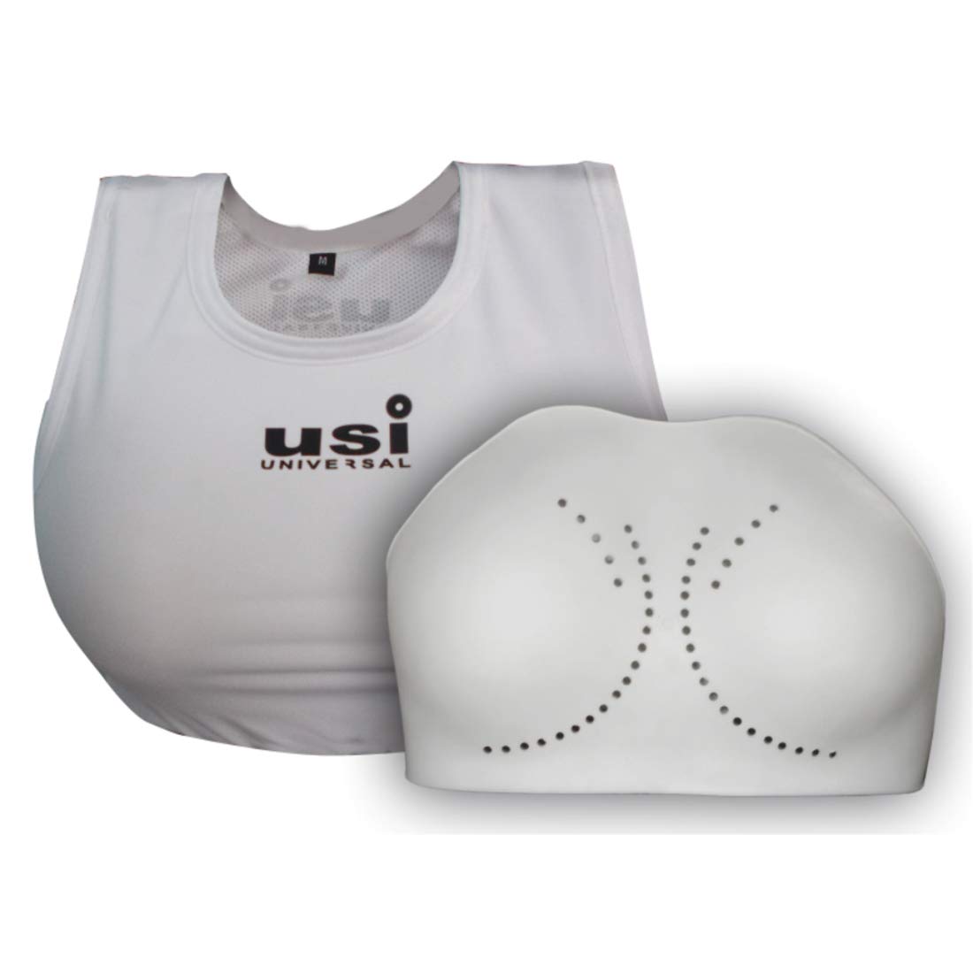 USI UNIVERSAL Female Chest Guard, 770F Female Chest Guard White Vest Only For Fitness Training Chest Protection, Polyester Elastane Construction (Size XL)