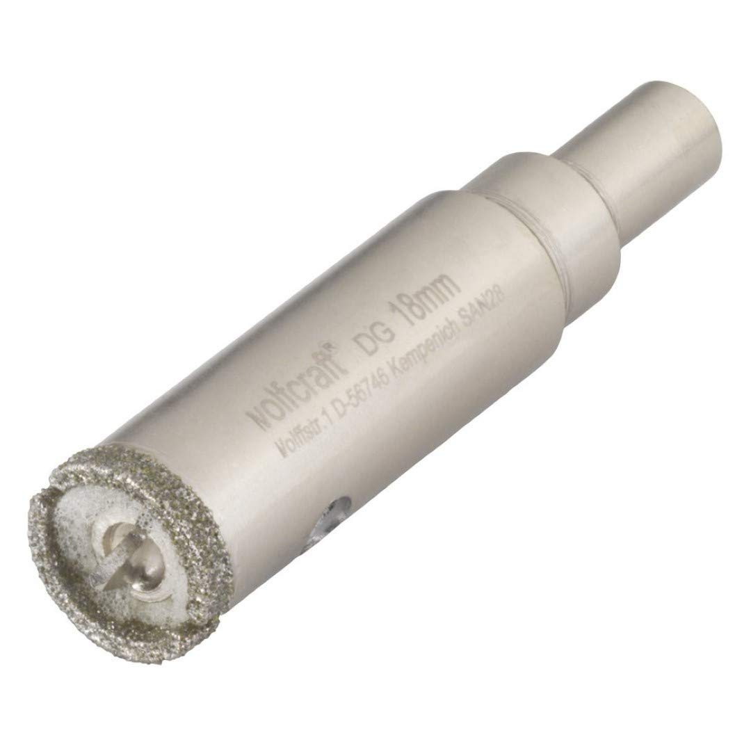 wolfcraft Corona de perforación de diamante "Ceramic" con broca centradora y vástago I 5932000 I Para instalaciones sanitarias y eléctricas en azulejos y baldosas; profundidad de corte: 45 mm