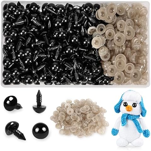 Xarchy 300 Pieces 6mm Safety Eyes for Amigurumi, Black Plastic Craft Eyes with Washers, Stuffed Crochet Eyes for DIY Crochet Crafts Stuffed Animals Making Supplies Cover