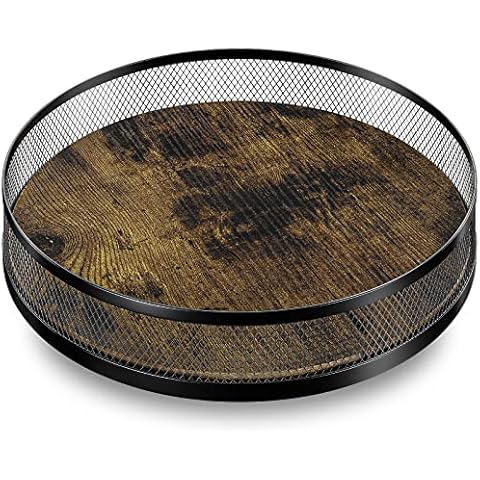 EWEMOSI Drehteller 360° Drehbarer Kühlschrank Gewürzregal Organizer Gewürzhalter Küchenregal Holz Arbeitsplatte Metallstütze Badzimmer Aufbewahrung Drehtell Gewürzständer Organizer Vanity Tray Cover