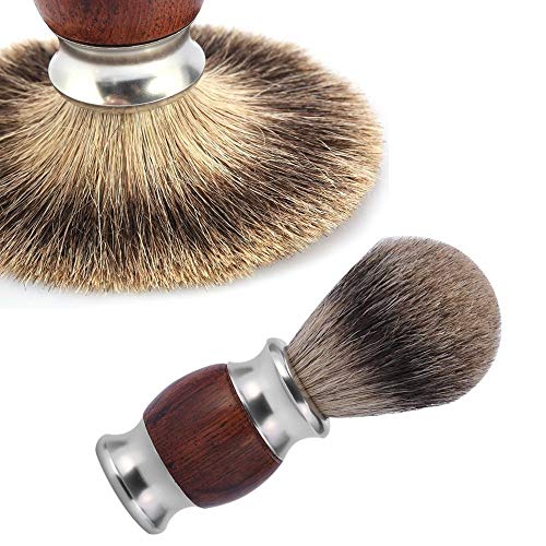 Men\'s Wood Shaving Set, Wet Grooming Shaving Set with Rosewood 5 Layer Razor, Wood Brush and Stainless Steel Stand, Perfect Gift for Boyfrien and Father