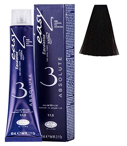 Lisap Easy Absolute 3 Crema de color para el cabello, 2.0 fl oz.2 onzas líquidas (400 - marrón oscuro)