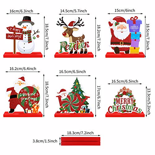 ADXCO-6-Pack-Christmas-Decorations-for-Dinner-Party-Coffee-Table-Xmas-Gift-Santa-Snowman-Reindeer-Merry-Christmas-Happy-Holidays-Centerpiece-for-Christmas-Party