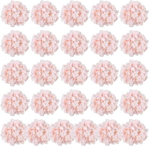 Auihiay 26 Pieces Hydrangea Artificial Flowers Pink Silk Flowers Artificial Flowers Heads with Stems for Home Wedding Party Decorations