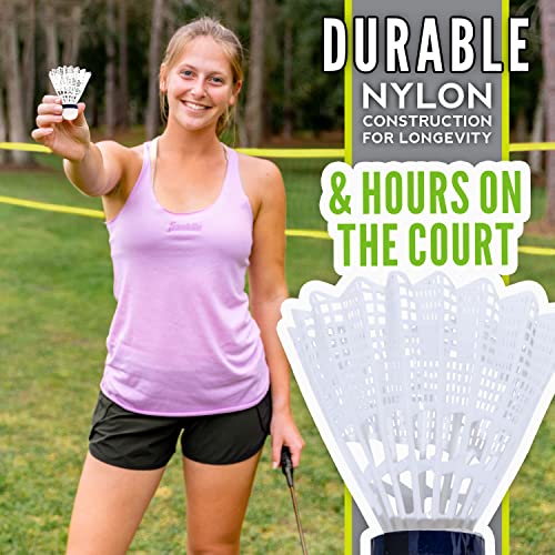 Franklin Sports Badminton Set - Portable Backyard + Beach Badminton Set - Adult + Kids 4 Player Badminton Net Set - (4) Rackets + (2) Birdies Included - Advanced #TOP3