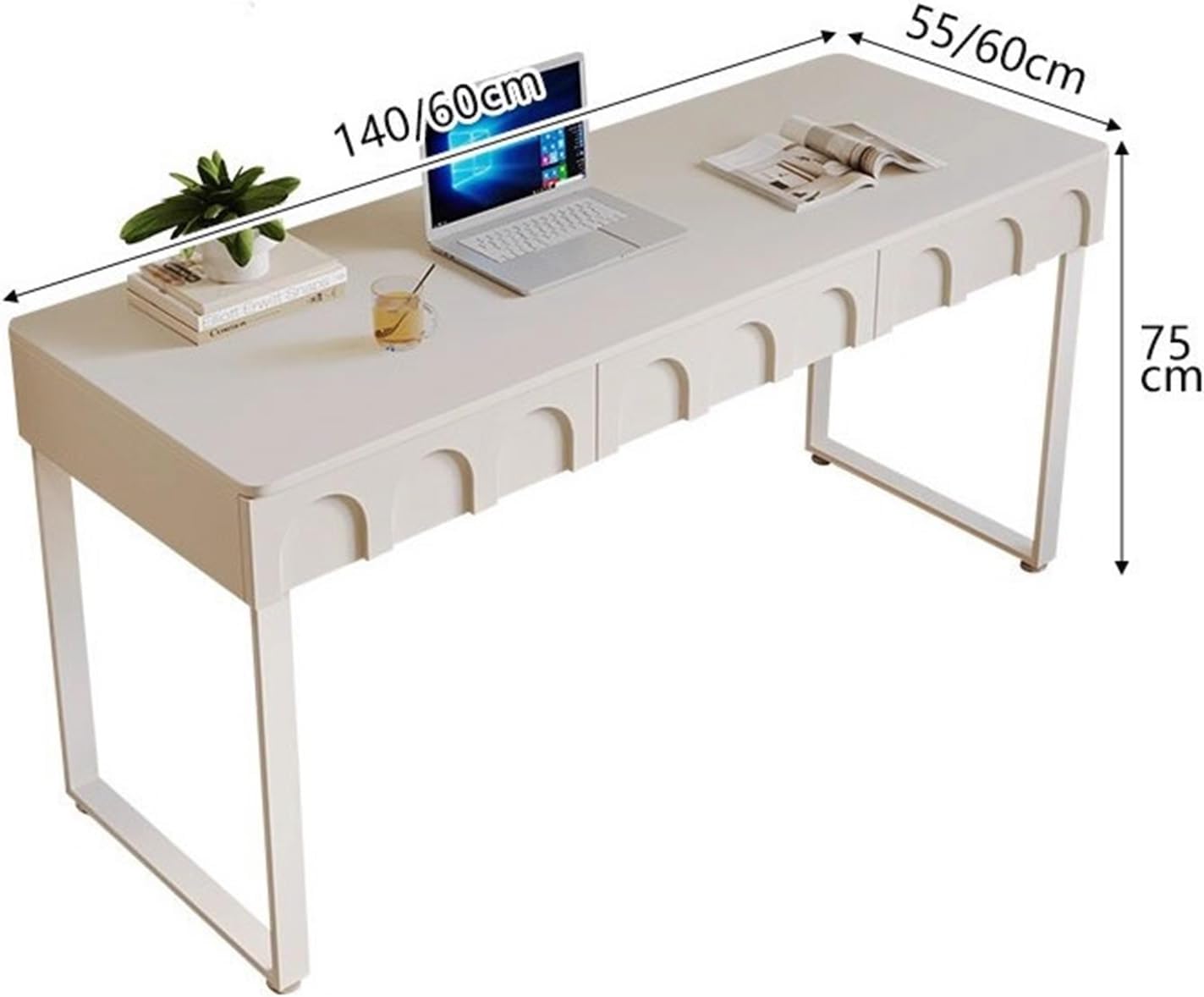 オフィス家具・収納 パソコンテーブル 引き出し付きホワイトデスク