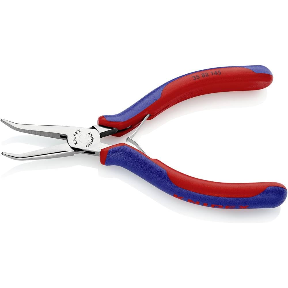 KNIPEX Pince de préhension pour l'électronique avec charnière entrepassée sur carte LS avec poignées multimatières 145 mm, 35 82 145 SB