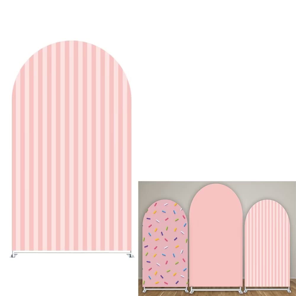 ittsmnt Arch Fabric Backdrop Covers for Parties Pink Stripes Arched Stand Covers Stretchy Background Birthday Banquet Party Baby Shower Decor Props