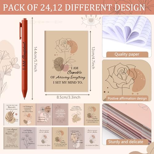 Image of Mooliwe 48 Pcs Positive Affirmation Gift Set Gratitude Notebooks with Pens Small Bags Motivational Encouragement Notepads Daily Affirmations Journal for Women Stress Relief Self Care (Elegant)