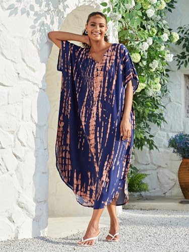 Image of Kaftan Dresses for Women Plus Size Bathing Suit Cover up Caftan Maxi Beach Dresses