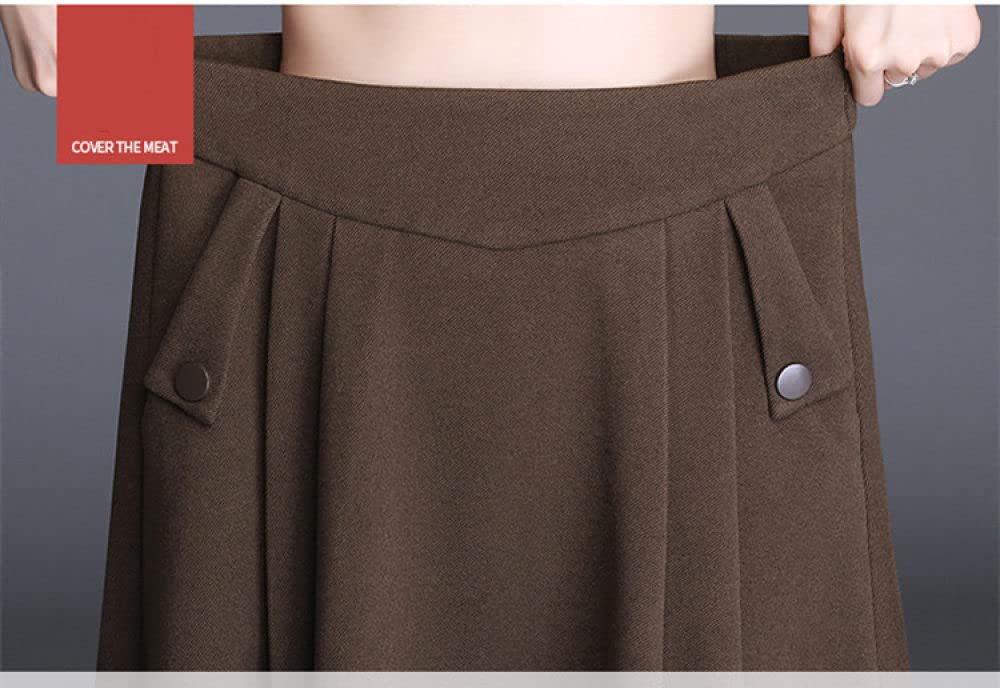 Gonna Lunga Invernale, Gonna Elegante Plus Size Nera con Tasca Gonna A Balze A Vita Alta Gonne Invernali Gonne Midi Svasate da Donna A Trapezio Gonna Ampia A Pendolo