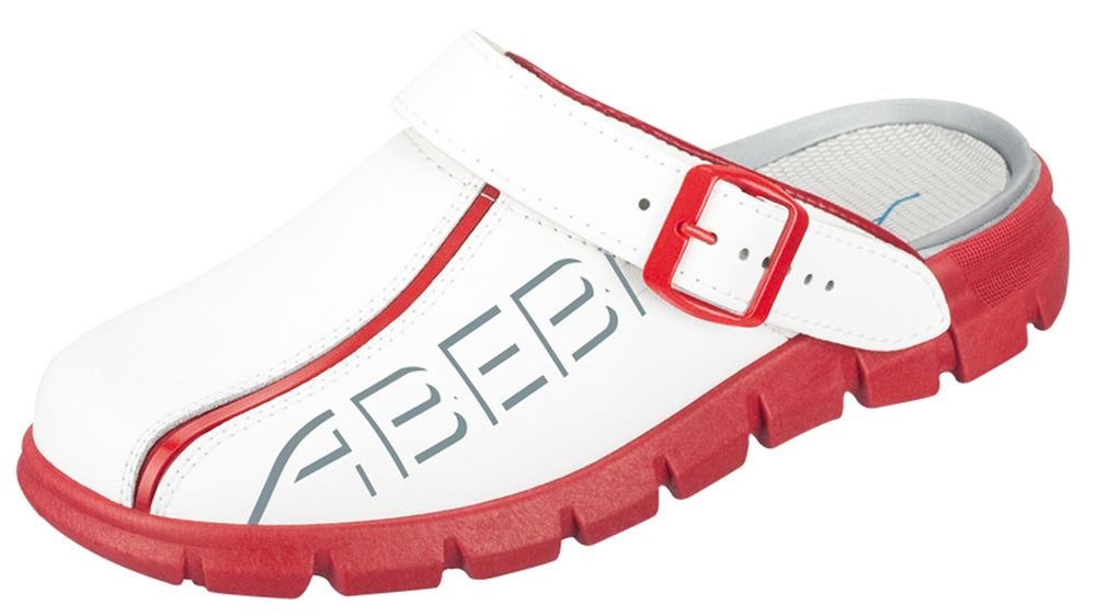 Abeba 7313-43 Size 43 "Dynamic" Occupational Clog Shoe - White/Red
