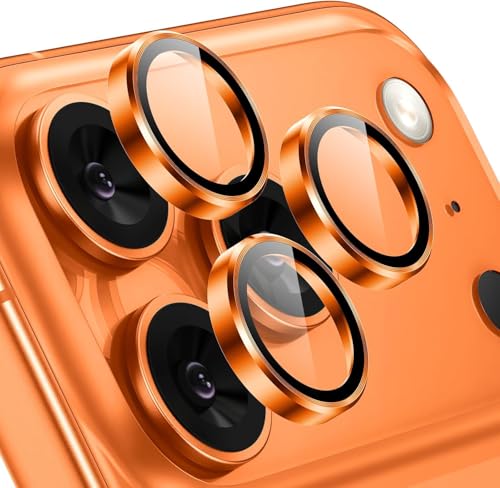 Image of Camera Lens Protector Compatible with iPhone 17 Pro / 17 Pro Max - 9H Tempered Glass Lens Guard, HD Clear, Anti-Scratch, Anti-Drop Camera Protection Ring Cosmic Orange, Aluminum Alloy
