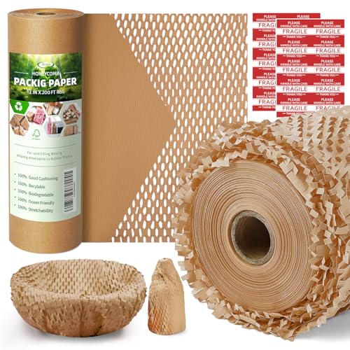 Honeycomb Packing Paper,12" W x 200' L Bubble Cushioning Wrap