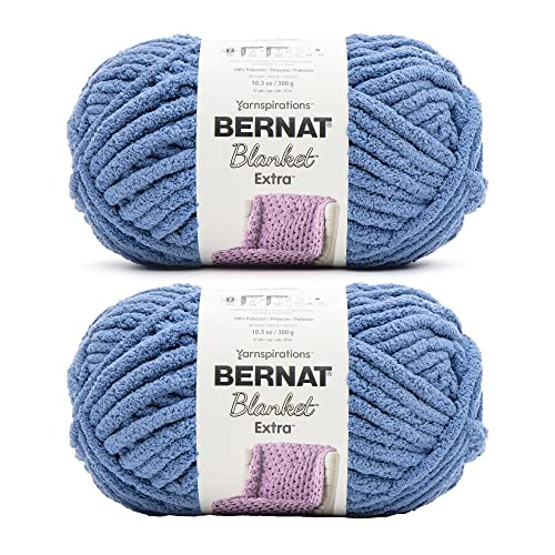 Image of Bernat Blanket Extra Crisp Blue Yarn - 2 Pack of 300g /10.5oz - Polyester - 7 Jumbo - 97 Yards - Knitting /Crochet