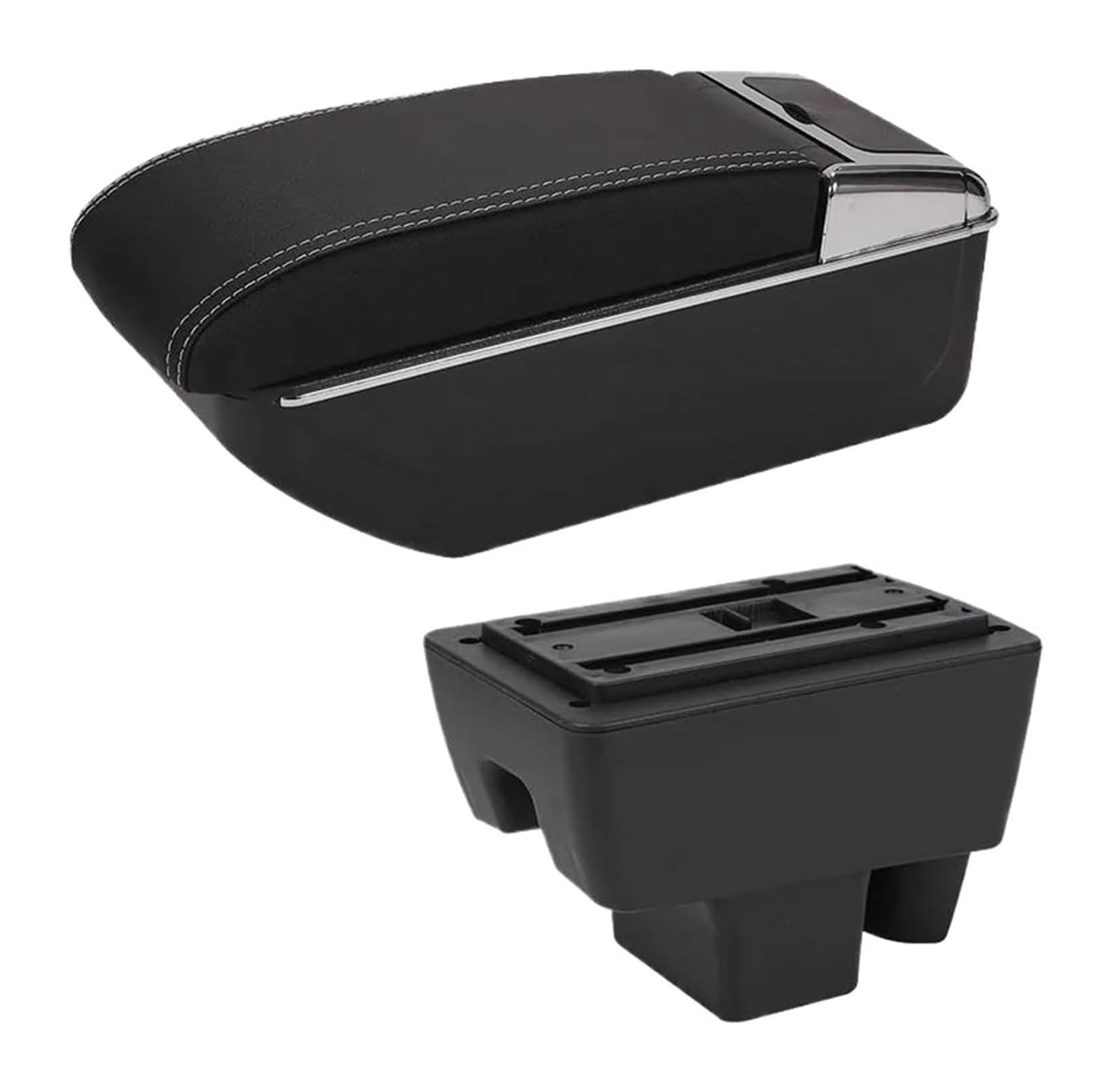 Hckclmbmzw C3 Black White Nousb For Vw For Polo 2020 2021 Armrest Car Box Retrofit Accessories Interior Details Storage Car Armrest Center Console(C3 Black White Nousb)