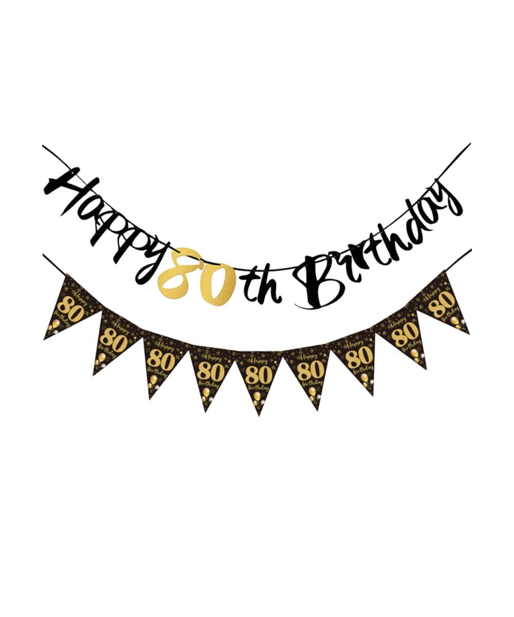 "Elegant 80th Birthday Banner designed for milestone celebrations, featuring pre-installed hanging rope for effortless setup"