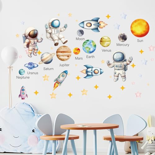 PLIGREAT 2 Hojas Vinilos Decorativos Sistema Solar Multicolor
