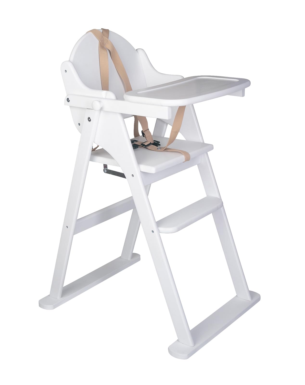 (White) Putaway Folding Wooden Highchair White Safetots