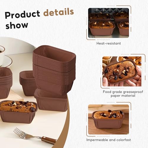 50 mini pirottini rettangolari per cupcake, in carta oleata, per cuocere pane e muffin - immagine 4