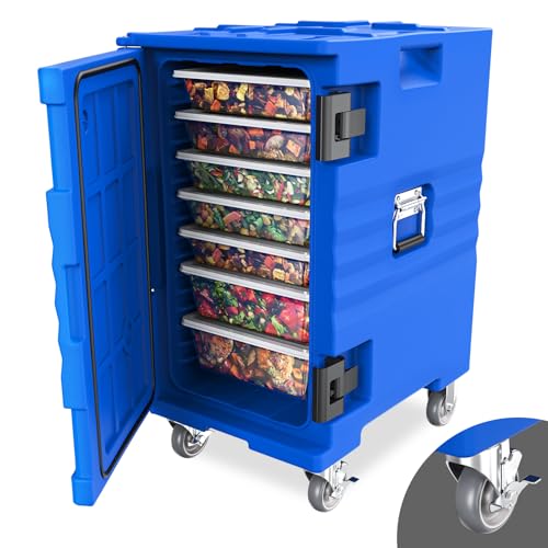 ROVSUN 109 QT Hot Box Food Warmer, Insulated Food Pan Carrier w/Lockable Wheels Double Buckles and Handles, Stackable Hot Boxes for Catering Restaurant Canteen Family Party