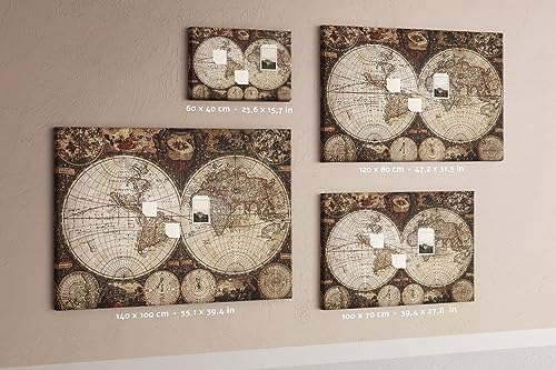 Tableau en liège grand format 120x80 cm horizontal carte du monde ancienne pour notes - 6