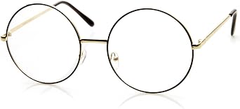 zeroUV Large Oversized Metal Frame Clear Lens Round Circle Eye Glasses