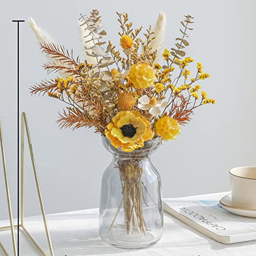 置物 インテリア ドライフラワー プリザーブドフラワー 花瓶付き 北欧 枯れない花 永遠の花 おしゃれ 花束 転居 結婚式 プレゼント バラ 薔薇 菊 棉花 満天星 デージー
