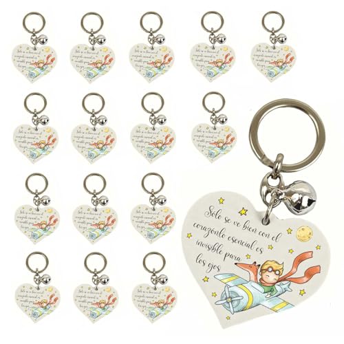 Generico 16 Porta-chaves coração O Príncipe – detalhes para convidados, lembranças de comunhão, batizado, casamento e confirmação – presentes de aniversário e para alunos – boa sorte