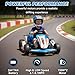 MUKIDY 24V Kid Go Kart, 7AH Battery Powered Electric Vehicle, w/150 * 2 Motors, Drifting Car Soft Start, Music, Horn Honking and Safety Belt, Gift for Kids Age 8-12 Years Old, Blue