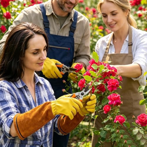 Guantes de jardín para mujer con puño ajustable y resistente a espinas 3