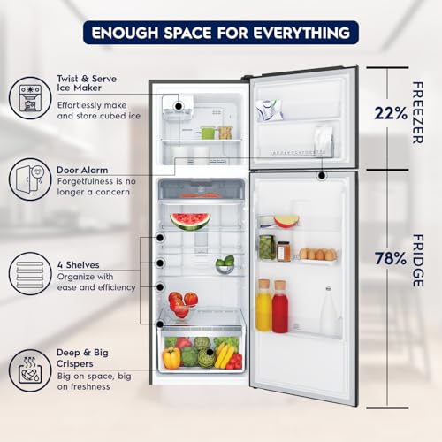 Image of Electrolux 341L 2 Star Inverter Frost Free Double Door Refrigerator, TasteLockAuto & TasteSeal Technology, UltimateTaste 300, ETB3700K-H, Glossy Black Steel