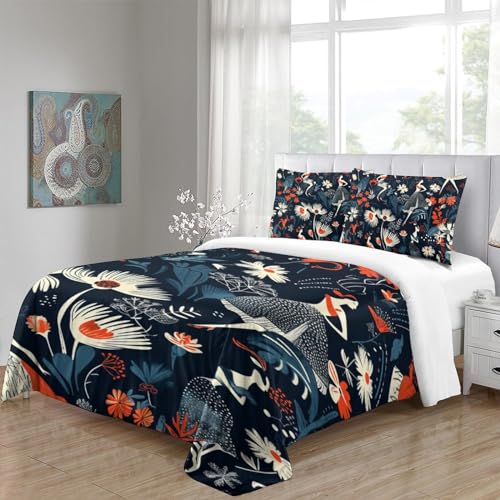 Parure de lit 140x200 microfibre housse de couette fleurs 3 pièces