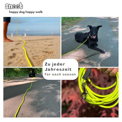 5m Schleppleine Hunde, Wasserfeste Hundeleine Rundleine ohne Schlaufe, Sichere Freilauf-Trainingsleine Neon-Gelb, bis 35kg