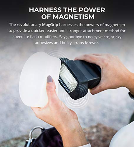 MagMod MagSphere Flash Diffuser Modifier Bundle with MagGrip Universal Magnetic Mount Base, and MagBounce Camera Flash Diffuser - Compatible with Godox, Canon, Nikon, Sony, and Most Speedight Flashes