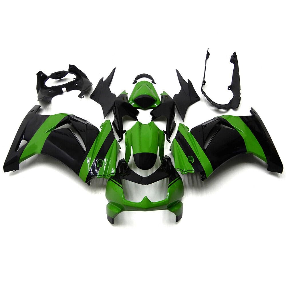 Injection ABS Fairing Kit Fit for 2008-2012 Kawasaki Ninja 250R Fairings EX250R 2008 2009 2010 2011 2012 Bodywork Plastic Cowling (Green & Black)