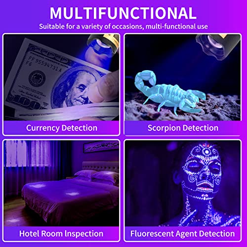 Hsxmn Uv Flashlight 365Nm & 395Nm, Powerful Black Light Led Light Wood’s Lamp Blacklights, Zoomable Handheld Ultraviolet Torch Detector For Pet Urine Dry Stains, Curing Uv Glue, Rocks & Minerals #TOP6