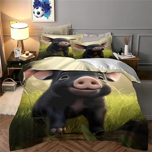 Housse de couette 140x200 cochon imprimé 3D en microfibe résistante - 6