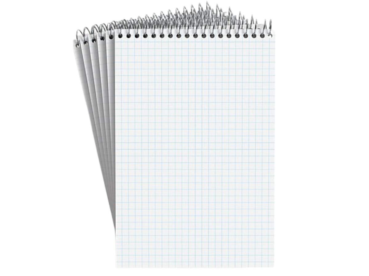Staples® White Paper Steno Pads, Quad Ruled, 6 x of 6 by Staples